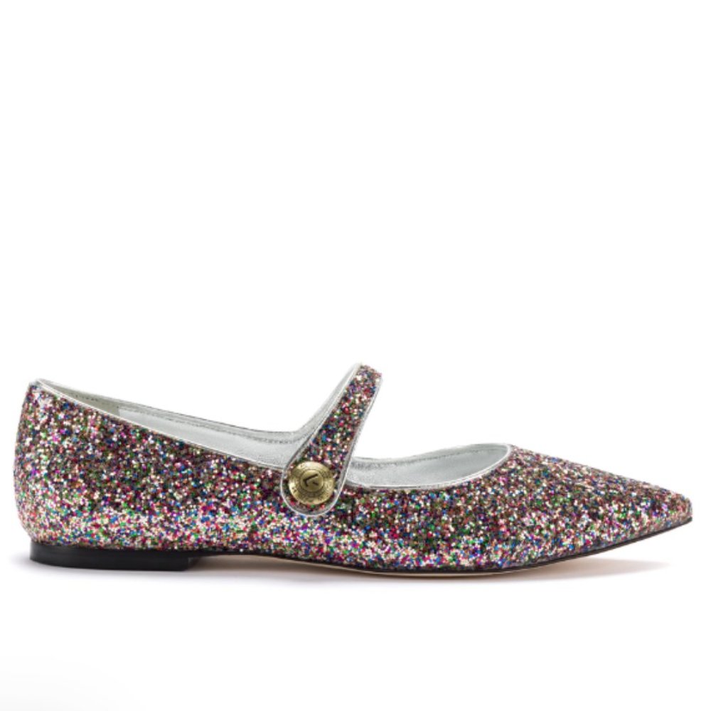 Larroude Caroline Flat In Multicolor Glitter